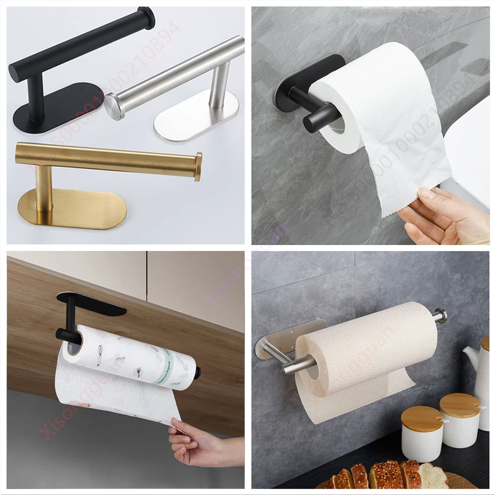 1/2pcs Paper Towel Holder Toilet Paper Holder Adhesive