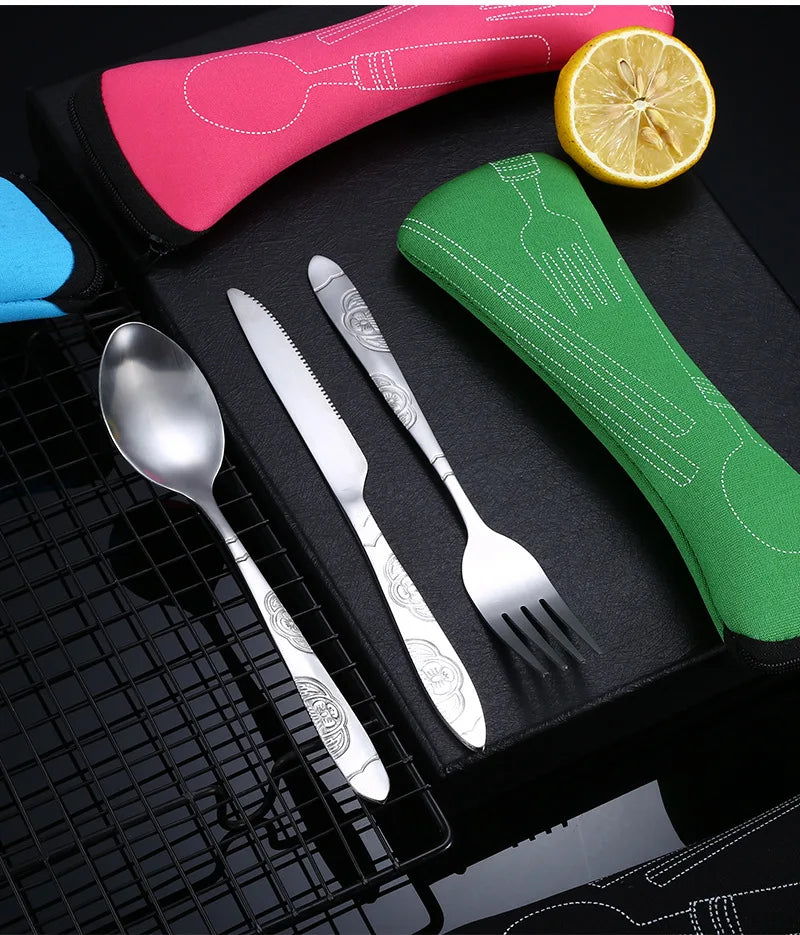 Picnic Tableware Washable Zipper Travel Cutlery Kit Case