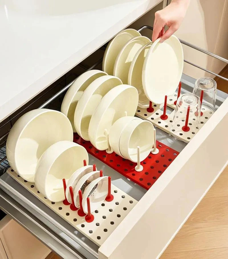 Organizer Dish Draining Drying Rack Telescopic Plate Bowl