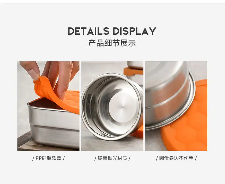 Stainless Steel Food Storage Box Silicone Lid Lunch