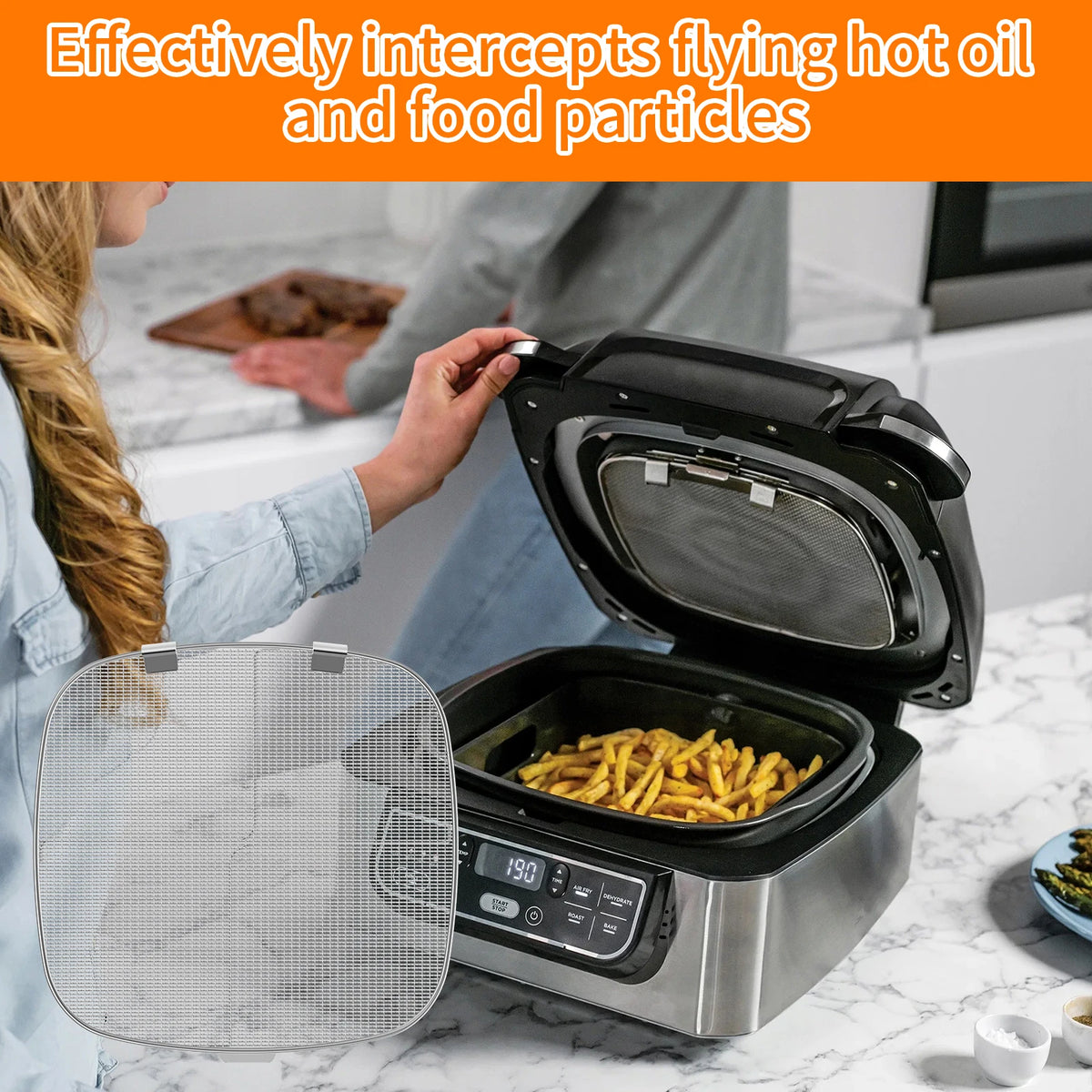 Air Fryer Fine Mesh Splash Cover Stainless Steel