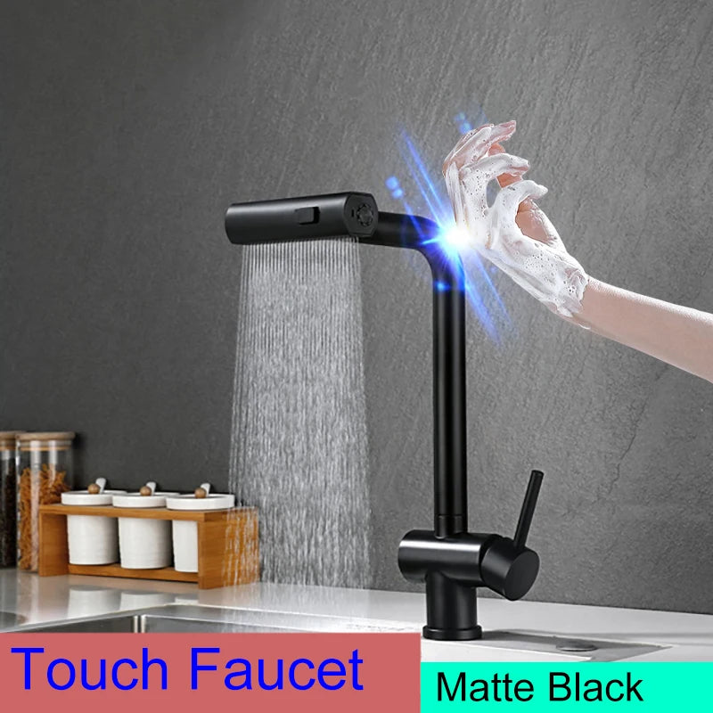 Touch On Pull Out Sink Faucet Stainless Steel