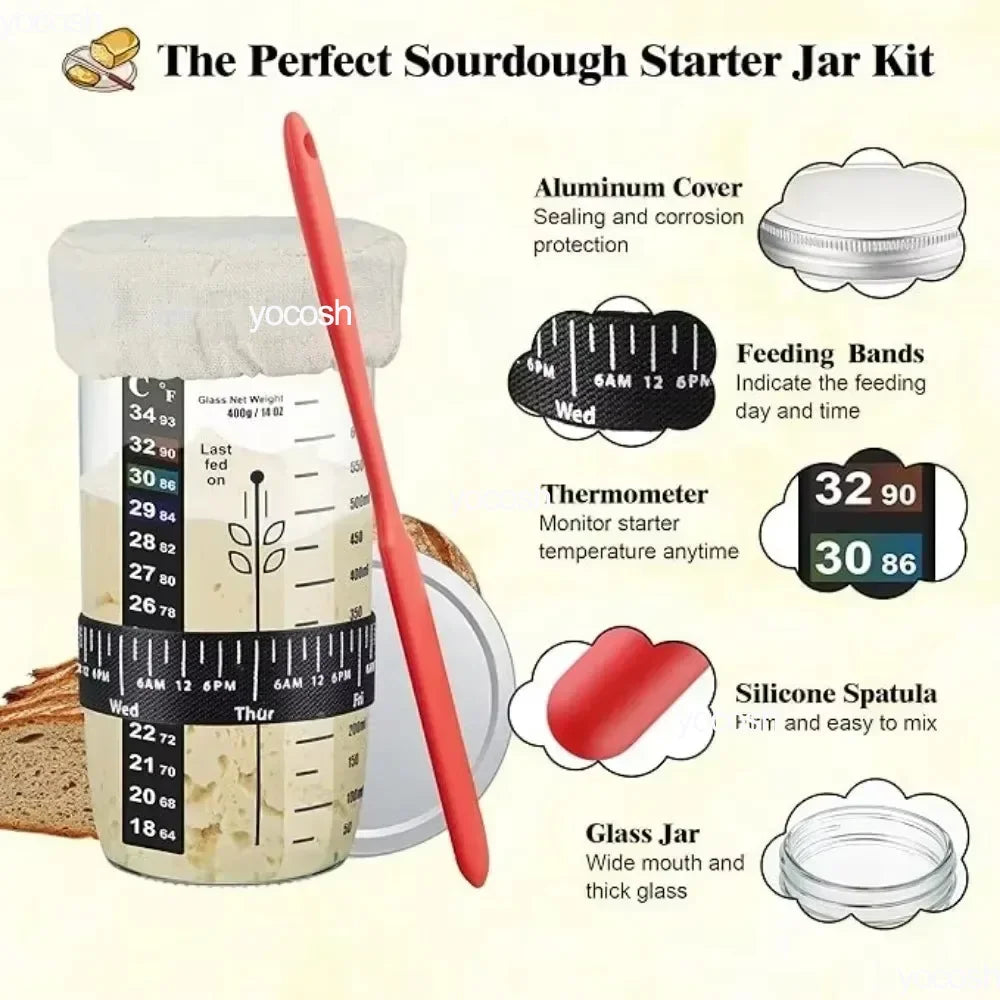 1set Professional Baking 24 Oz Sourdough Starter Jar
