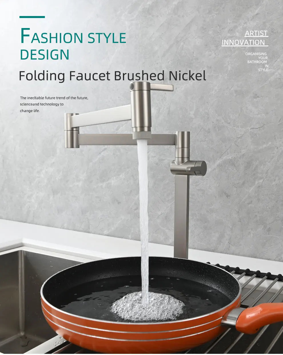 Ciencia Brass Pot Filler Faucet Deck Mount Stove