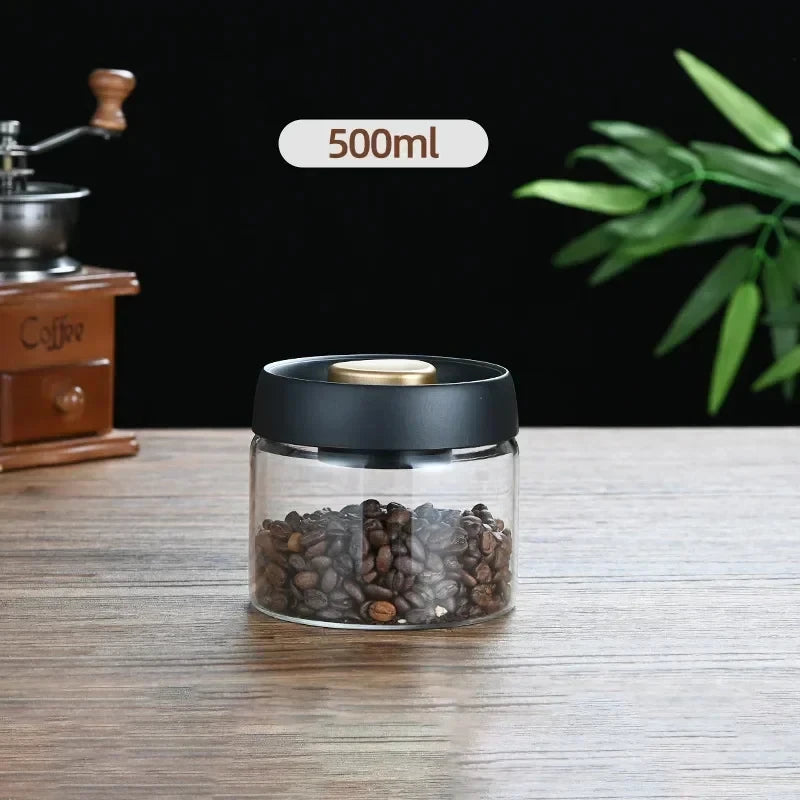 Coffee Beans Vacuum Sealed Jar Transparent Glass Food