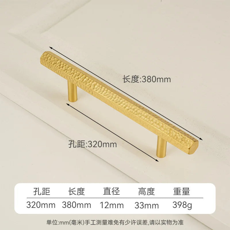 Solid Brass Wardrobe Handles Hammered Texture Handles Gold