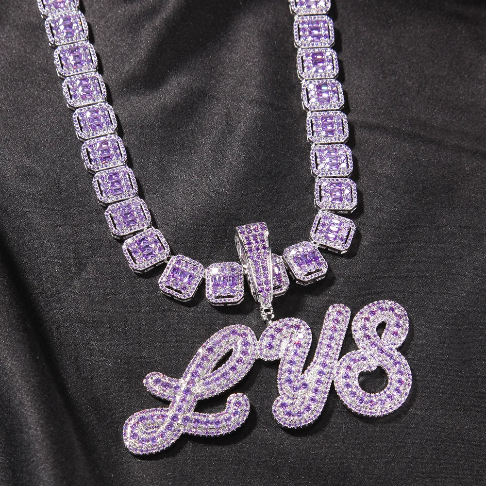 Uwin Custom Name Pendant Brush Cursive Letter Necklace