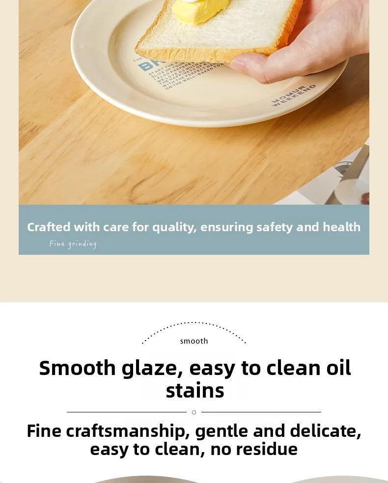 French Style Ceramic Breakfast Plate Butter Knife Dip