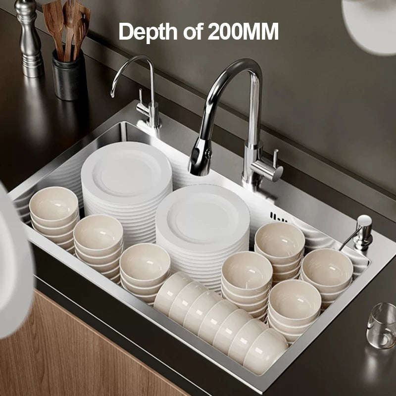 304 Stainless Steel Silver Sink Pull-Out Faucet Large