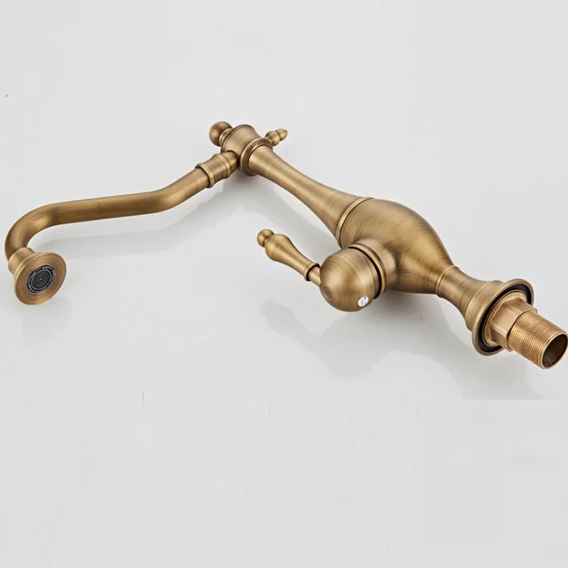 Antique Brass Faucet Handle Deck Mount 360 Rotating