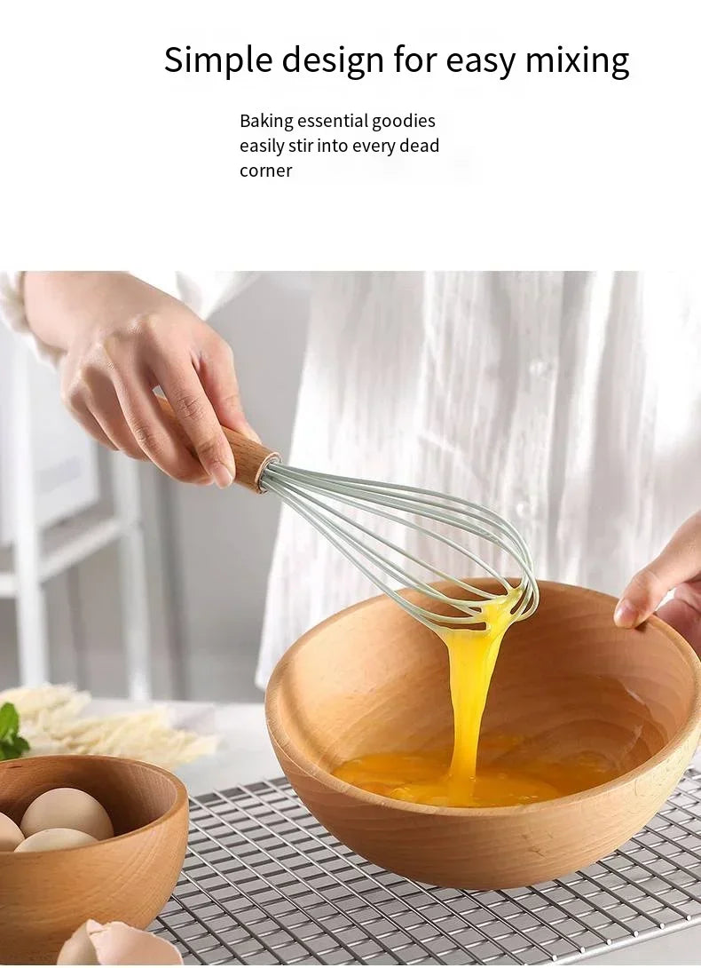 12pcs Of Multi-Color Silicone Wooden Handle Kitchenware Non
