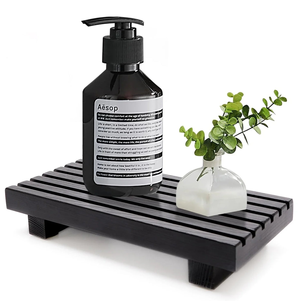 Bathroom Counter Organizer Wooden Display Pedesta Stand