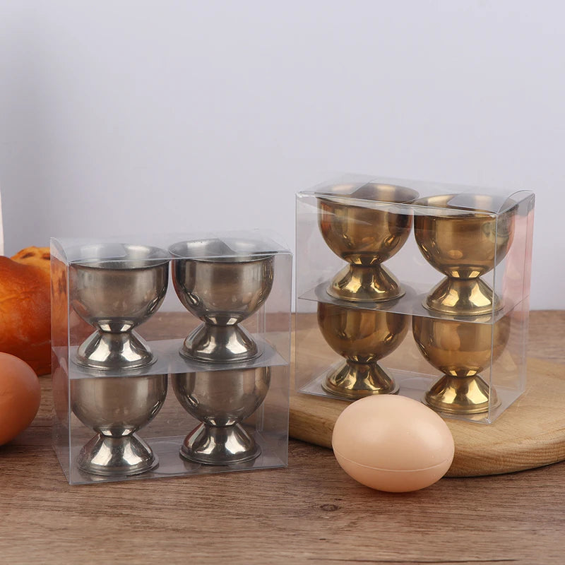 4pcs Egg Cups Handy Stainless Steel Boiled Egg