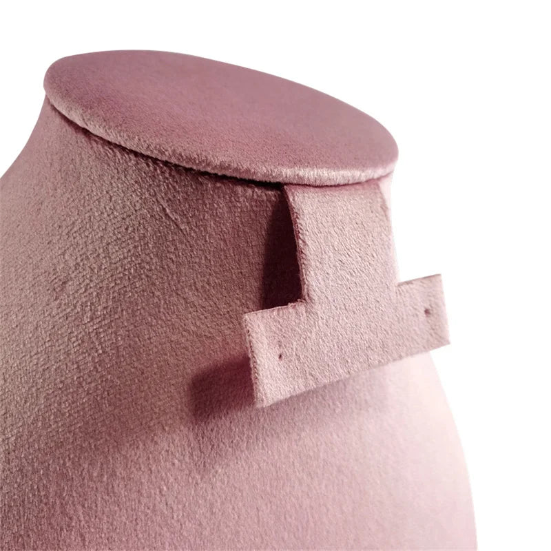 Pink Velvet Necklace Jewelry Portrait Neck Display Stand