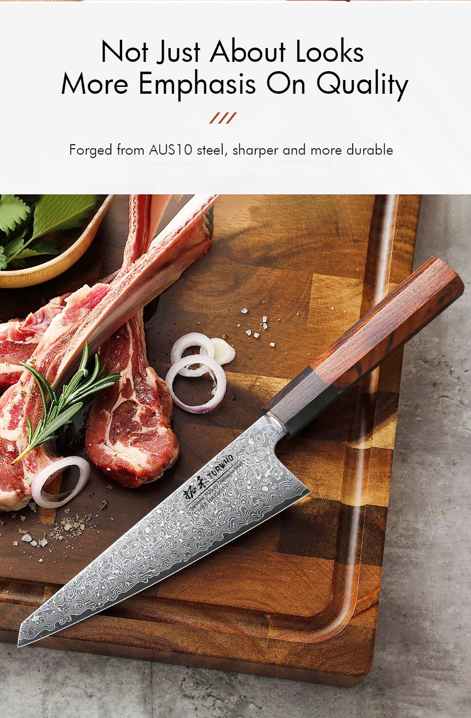 Turwho Japanese Hand Forged Honesuki Chef Knife Damascus