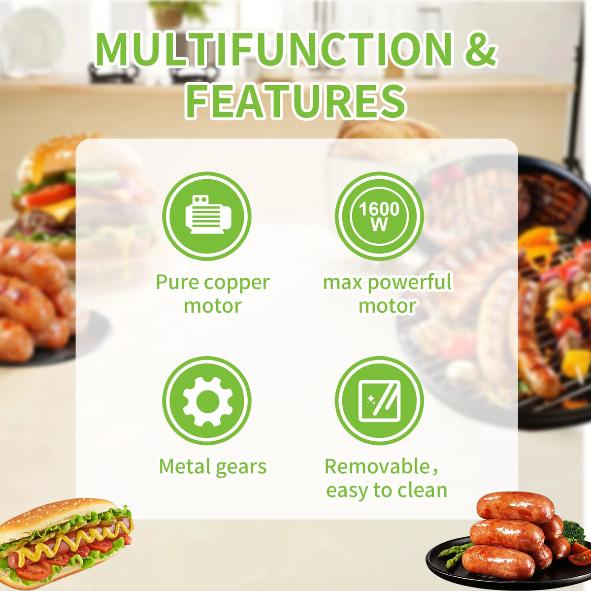 Biolomix 1600w Meat Grinder Touch Screen Presets Auto-Reverse