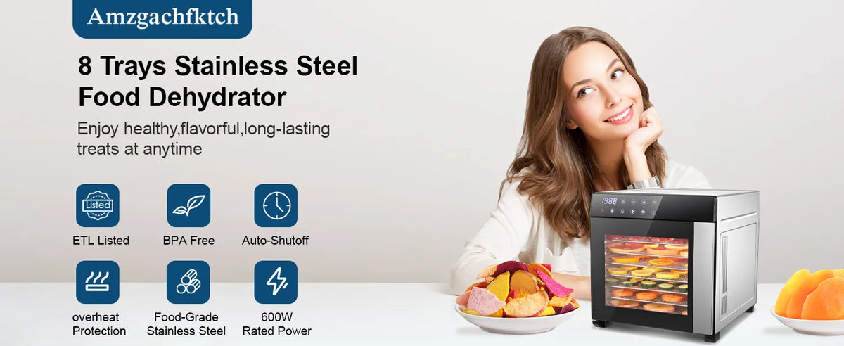 8-Tray Stainless Steel 600w Presets & Digital Timer