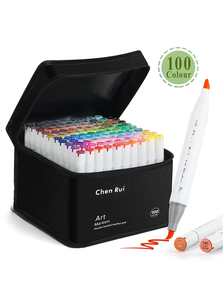 48-180 Colors Dual Tip Brush & Chisel Permanent