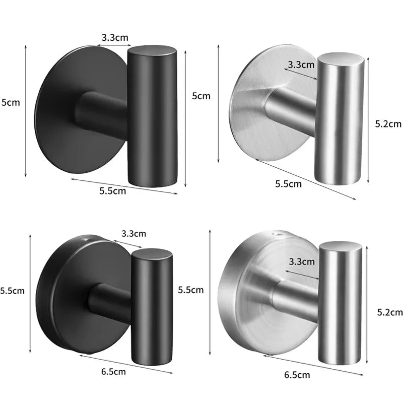 304 Stainless Steel Bathroom Towel Hooks Black Coat