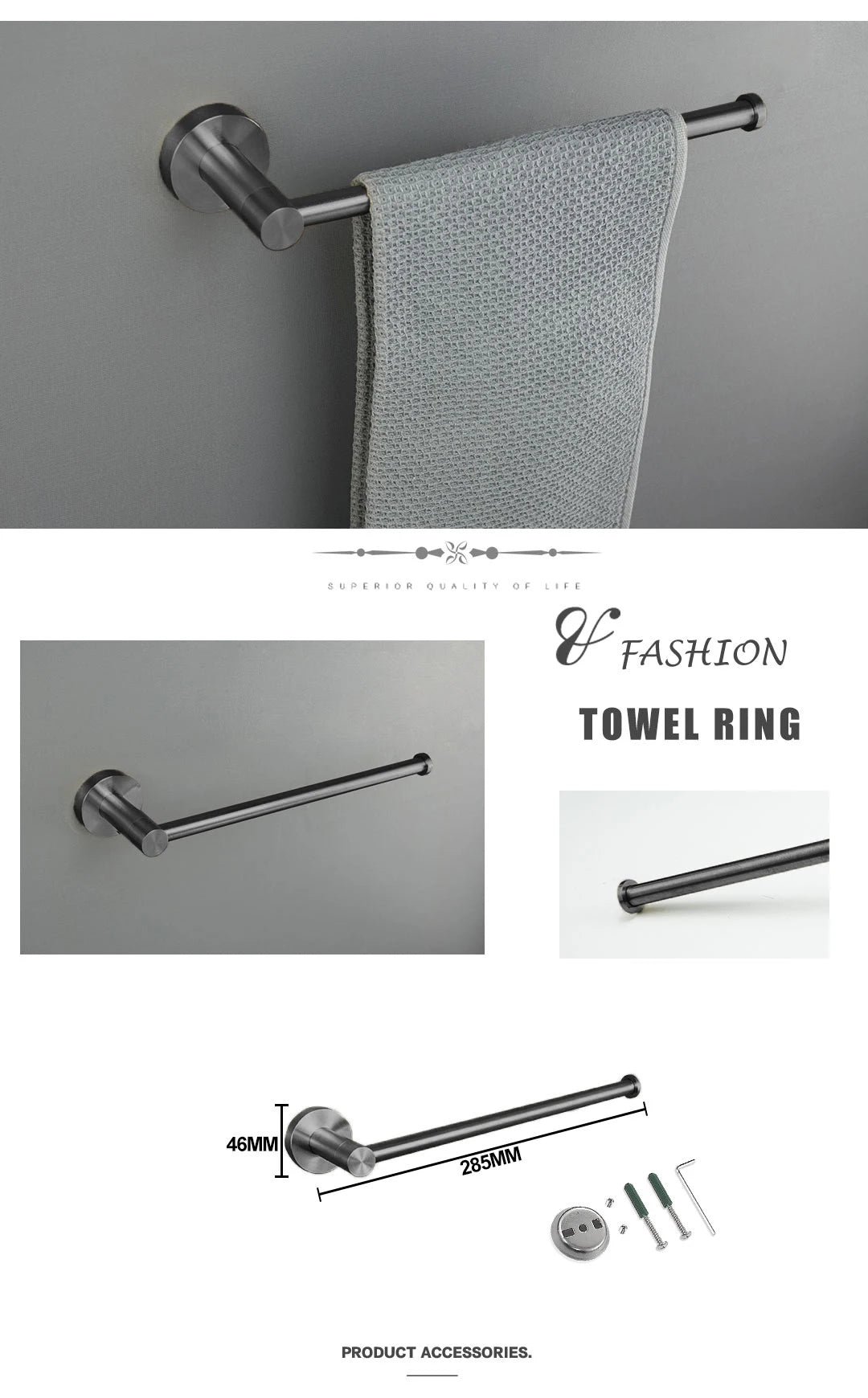 Gray Bathroom Hardware Cup Rack Towel Rack Toilet
