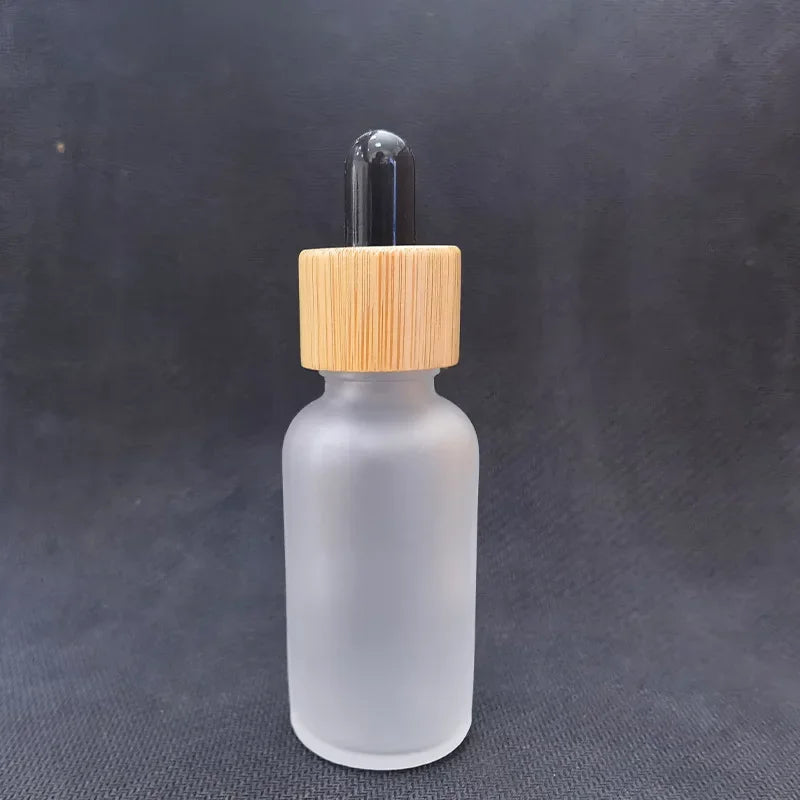 5ml-100ml Dropper Bottle Bamboo Wood Lid Brown Glass