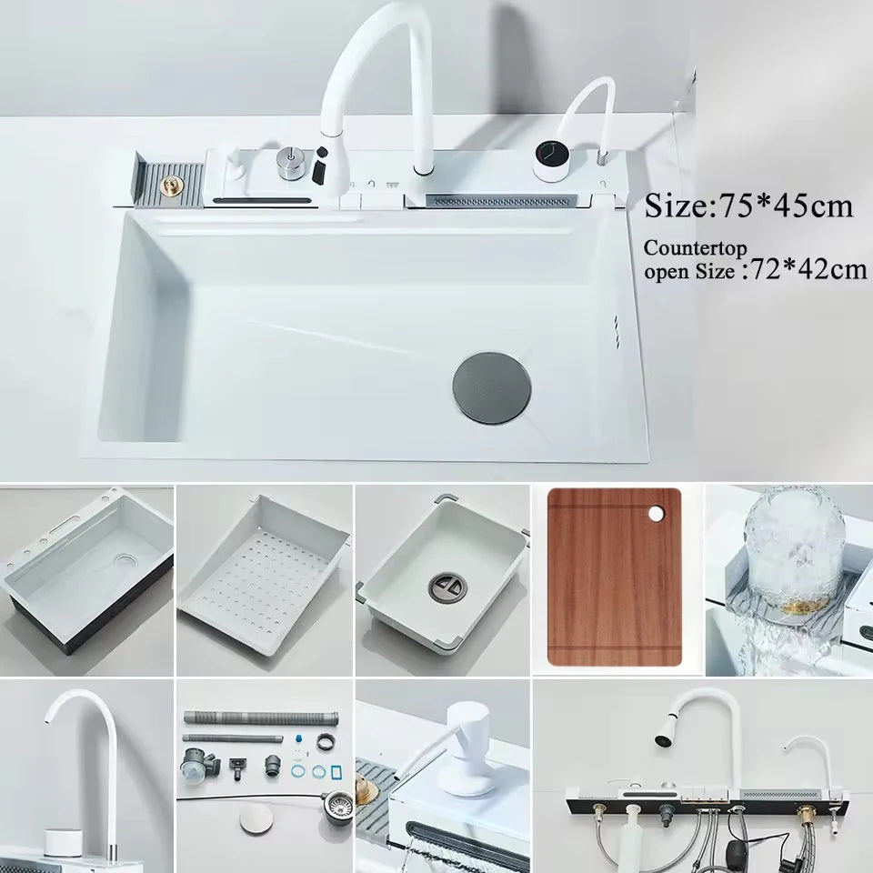 Grey Stainless Steel Digital Sink Cold Pull Out