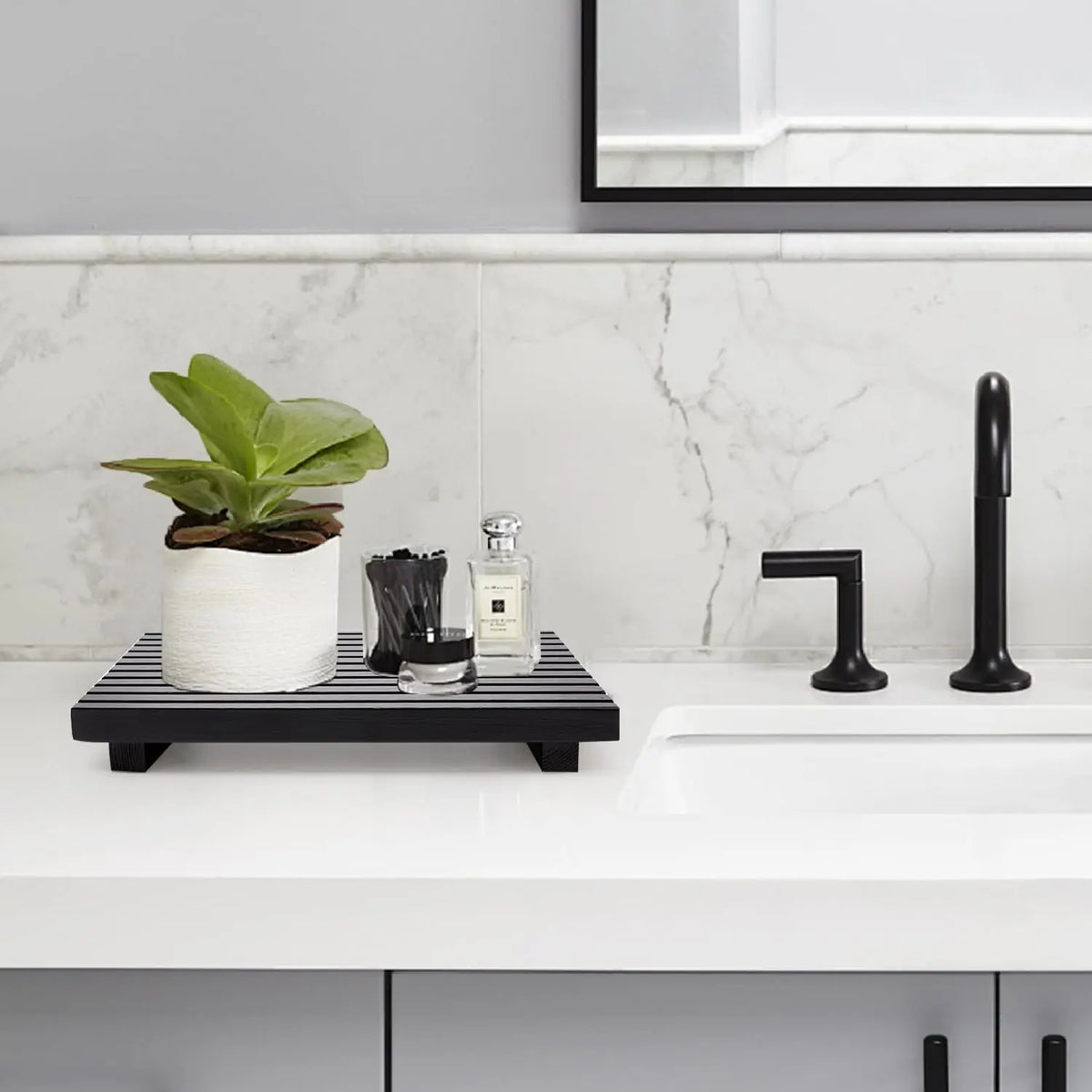 Bathroom Counter Organizer Wooden Display Pedesta Stand