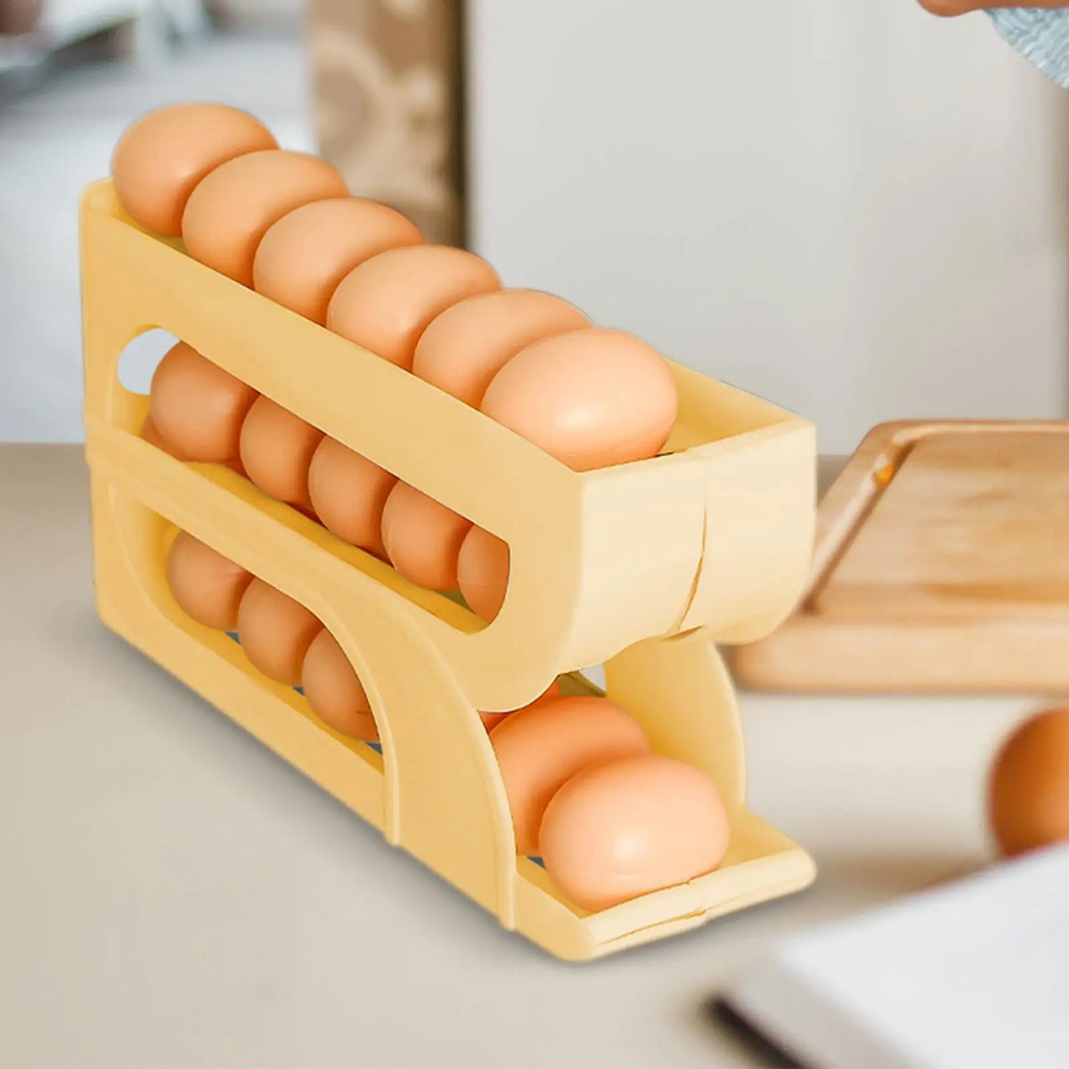 Egg Holder Tiers Automatic Rolling Egg Dispenser Rack
