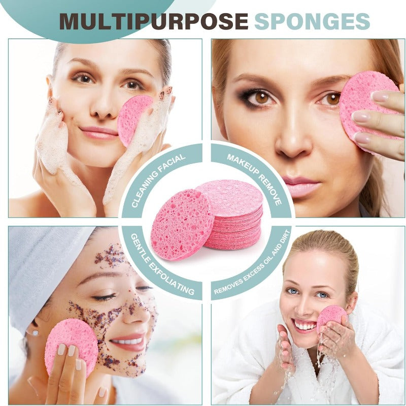 50-1000pcs Compress Face Wash Puff Natural Wood Pulp