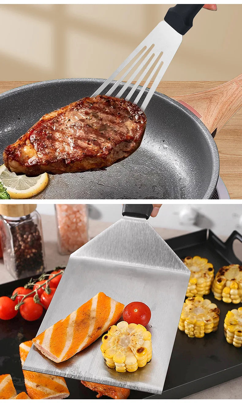 Stainless Steel Scraper Cooking Spatula Barbecue Spatula Plate
