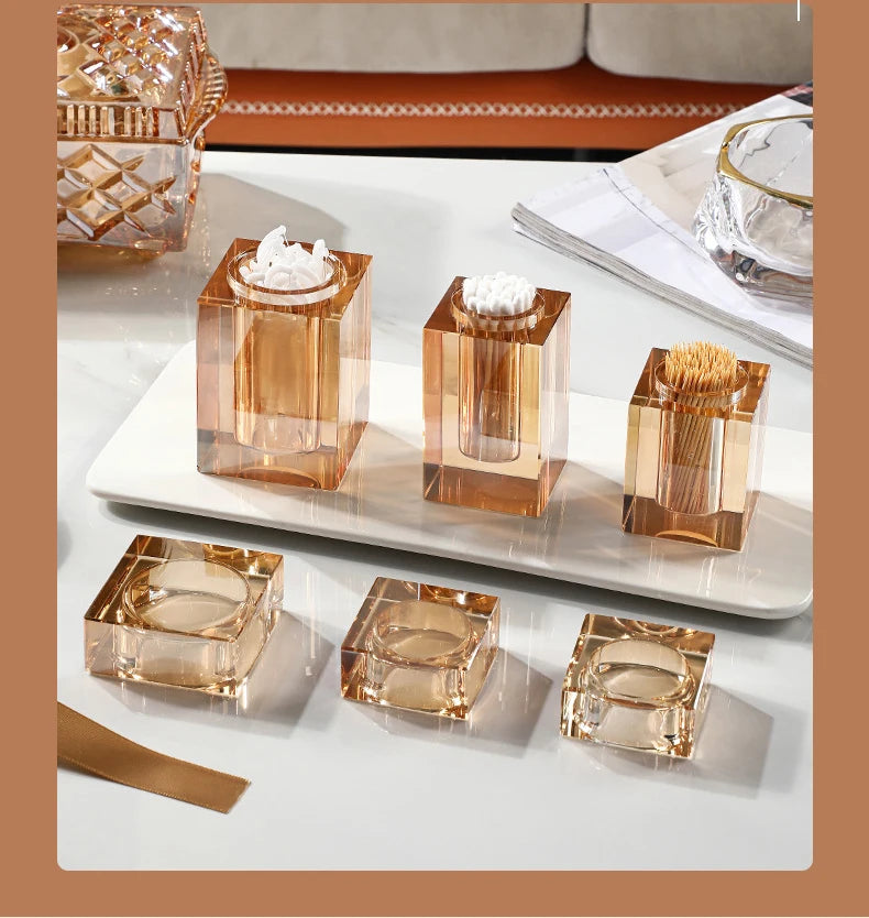 Luxury Crystal Glass Toothpick Box Barrel Dining Table