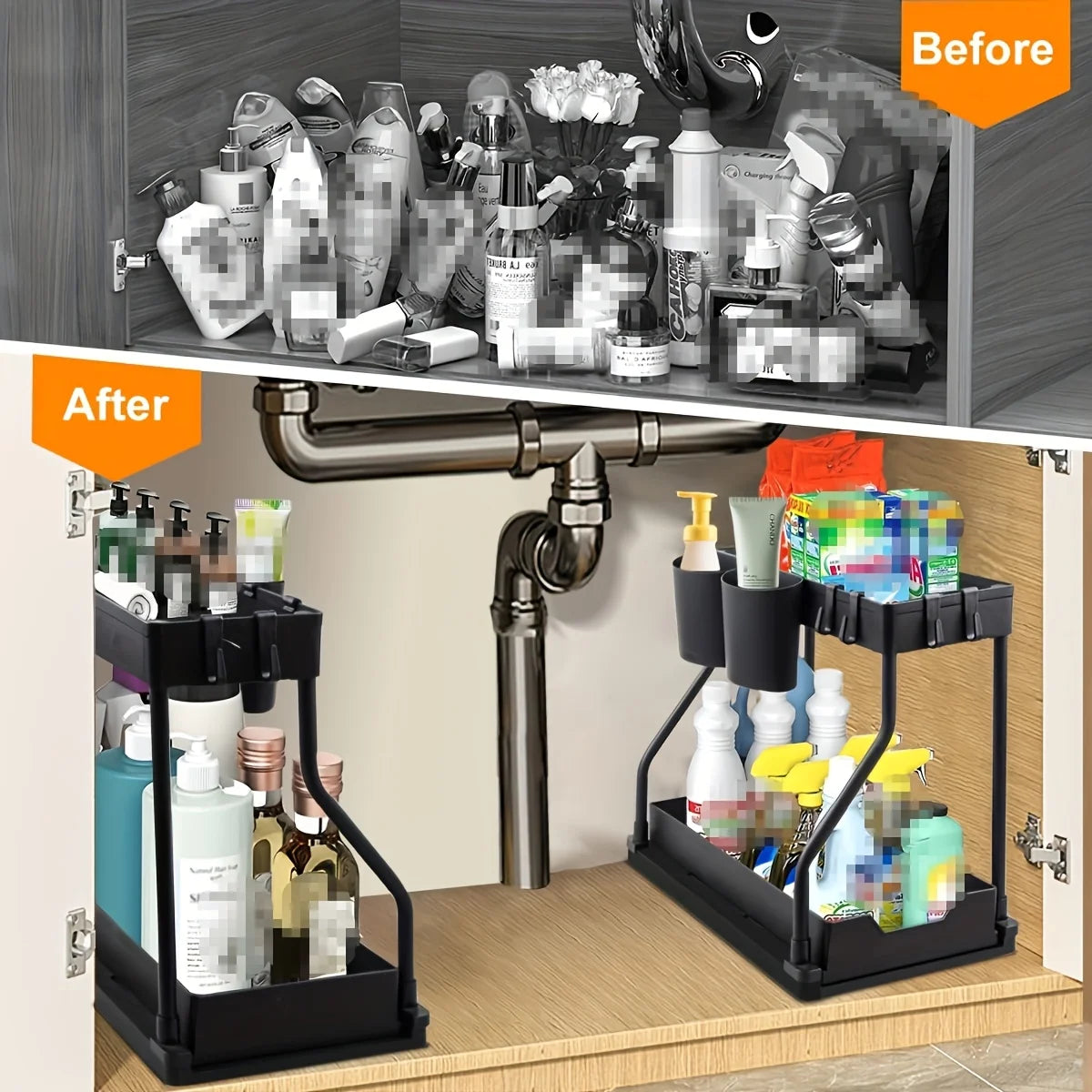 Space Saving Tier Under Sink Organizer Pull Out