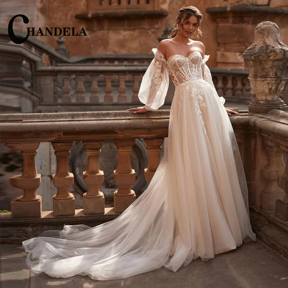 Chandela Attractive Strapless Wedding Dresses Off Shoulder