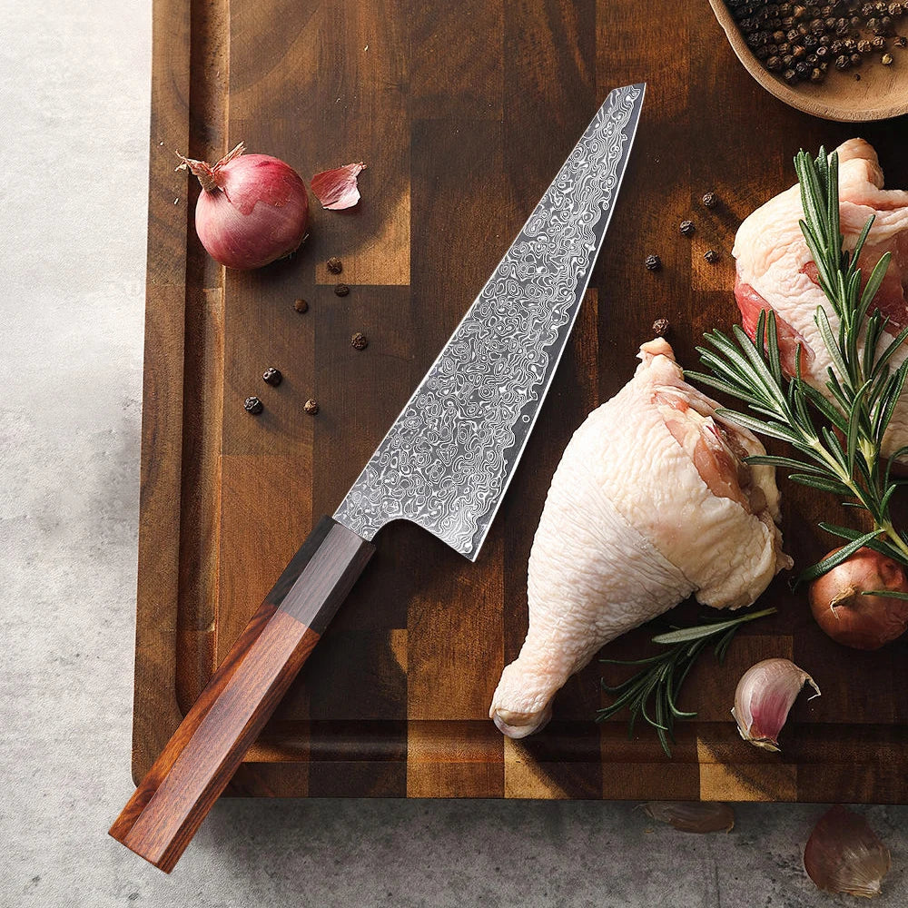 Turwho Japanese Hand Forged Honesuki Chef Knife Damascus