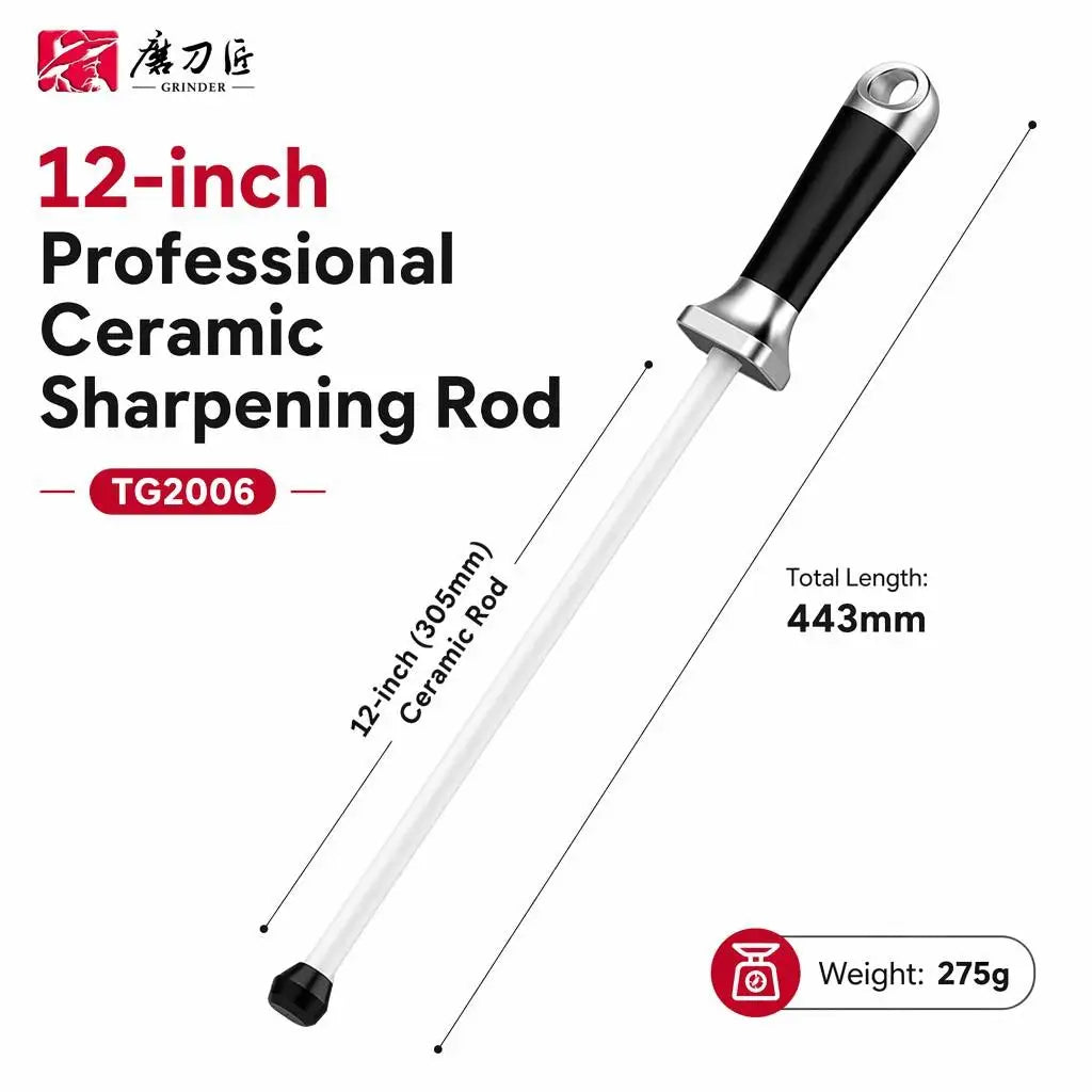 12 Inch Professional Ceramic Stick Rod Butcher Knife