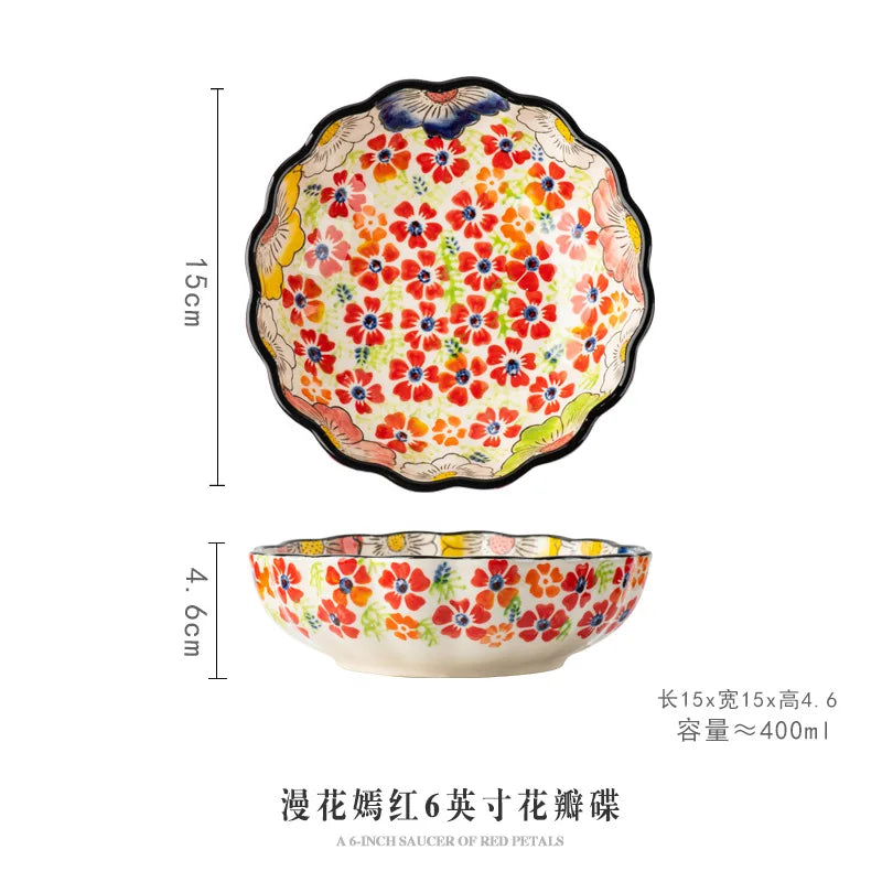 Ceramic Fruit Dessert Salad Bowl Plate Creative Retro