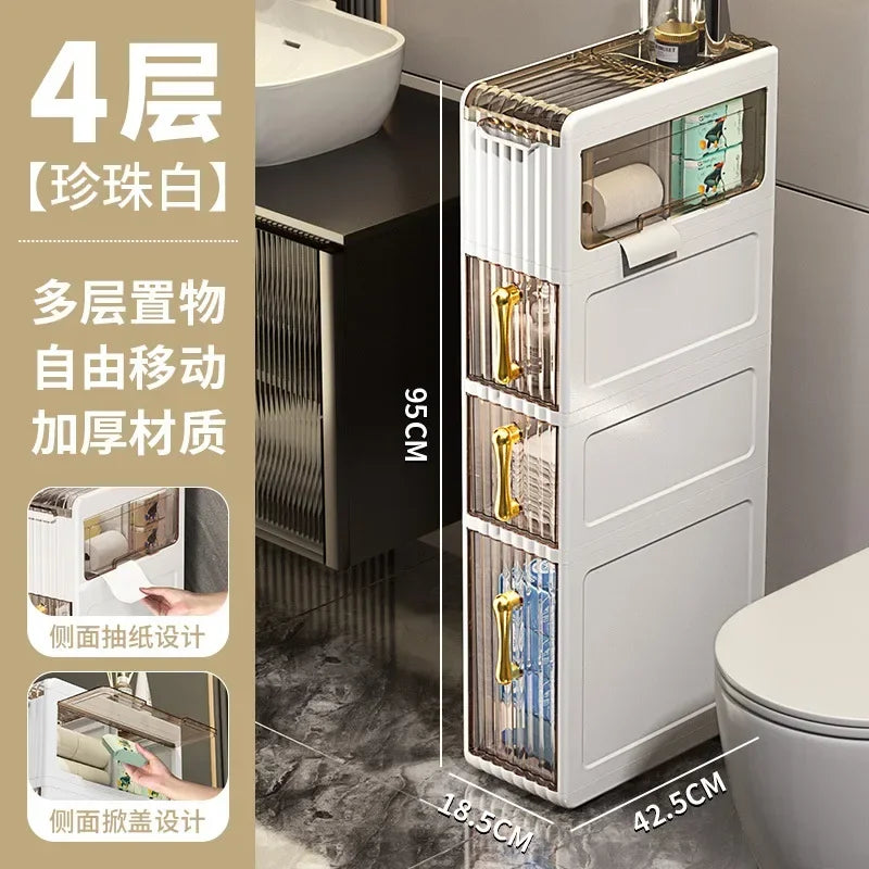 Bathroom Gap Cabinet Shelf Storage Acrylic Toilet Locker