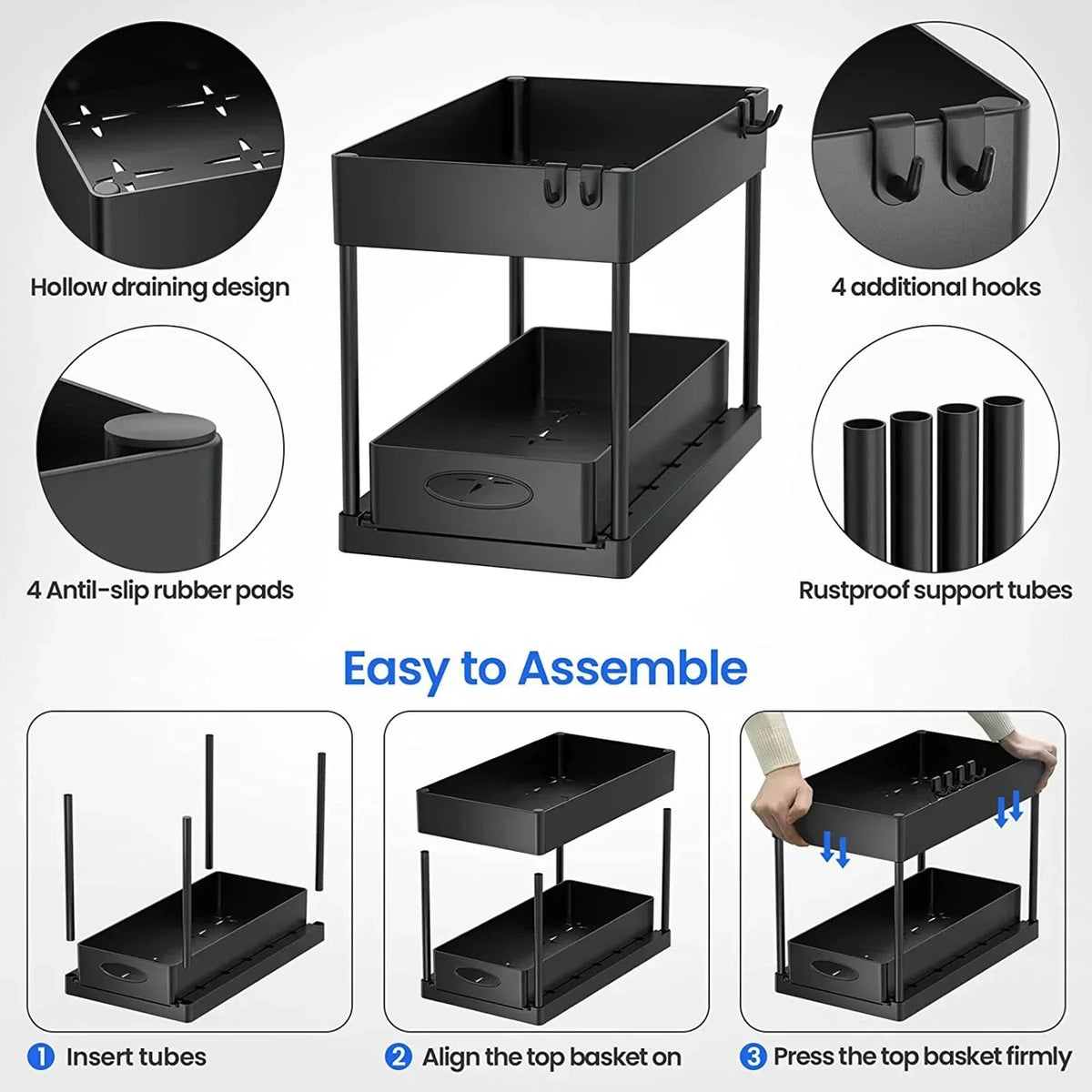 Tier Under Sink Organizer Sliding Cabinet Basket Organizer