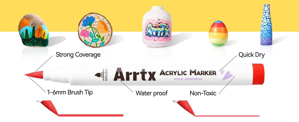 Arrtx Acrylic Markers 120 Colors Brush Tip Paint