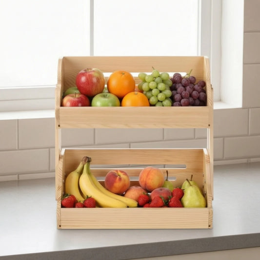 Countertop Organizer Ventilated Rack Trays Wooden Storage Rack