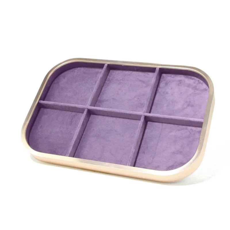 High-Grade Metal Frame Velvet Jewelry Display Tray Purple