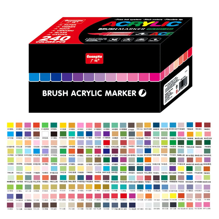 Guangna 360/12 Colors Acrylic Paint Pens Markers Brush