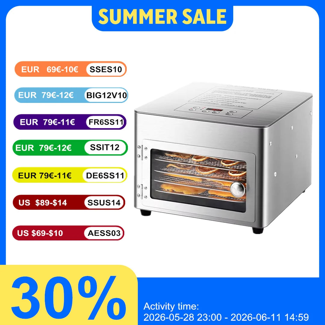 Commercial Grade 5-Layer Food Dehydrator Stainless Steel Drying
