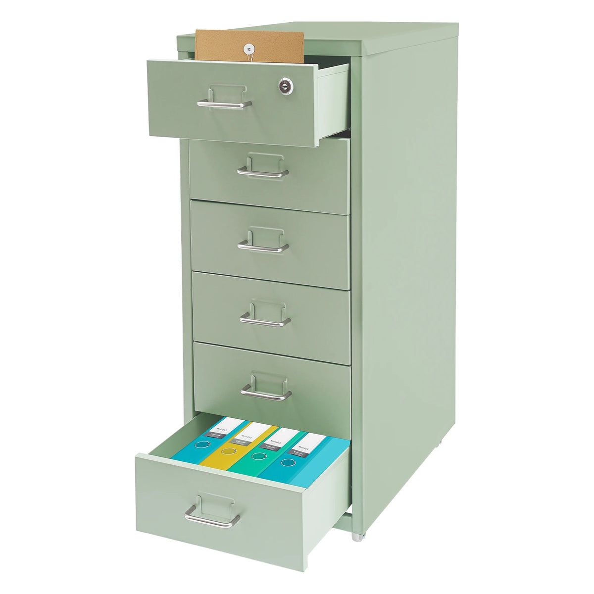 Lockable Rolling Metal File Cabinet 6-Drawer Office Document