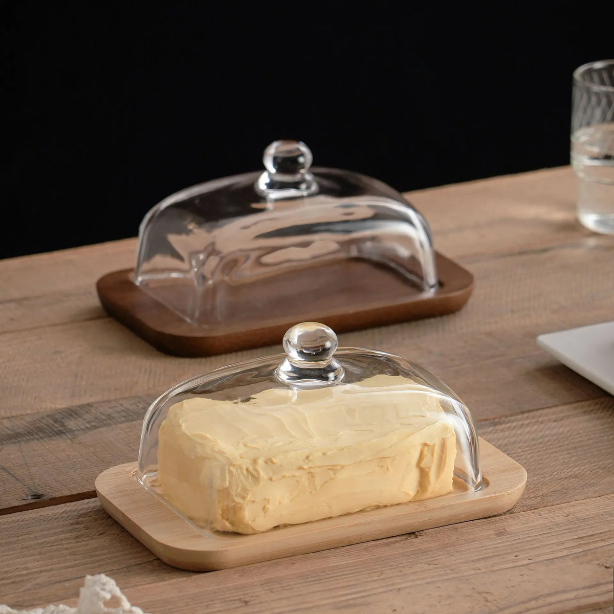Bread Box Glass Lid Butter Dish Cheese Storage