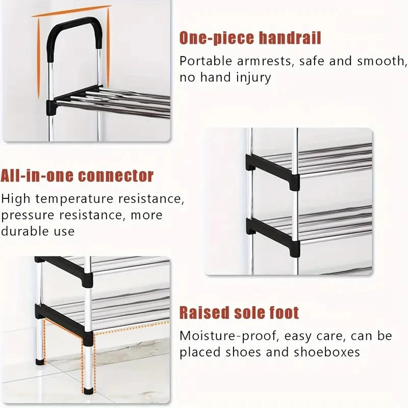 Shoe Rack Multi-Layer Dustproof Door Black Shoe Cabinet