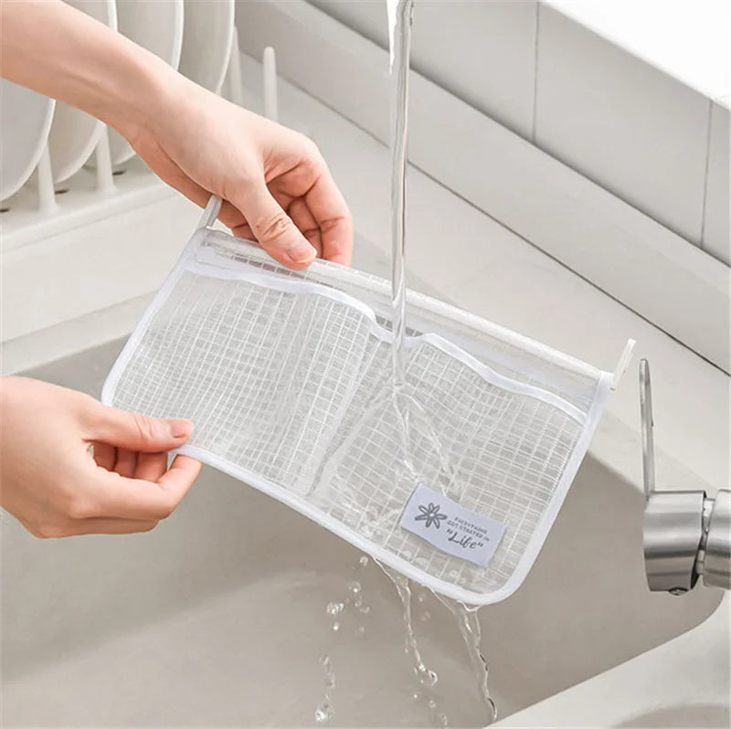 Refrigerator Storage Mesh Bag Double Compartment Hanging Pouch