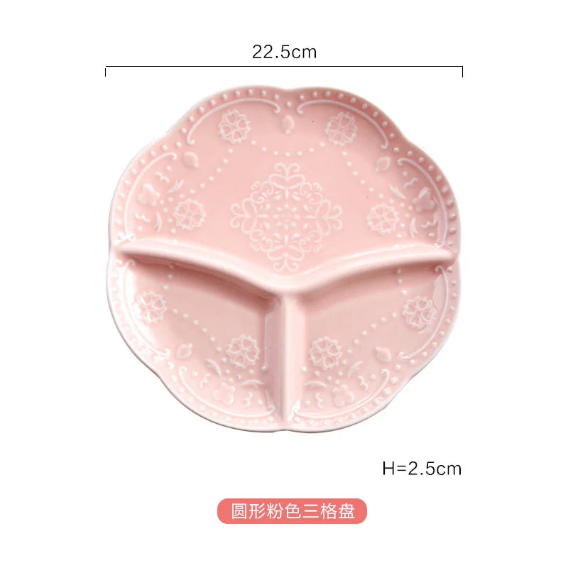 Children Ceramic Butterfly Divided Plate Breakfast Plate Japanese