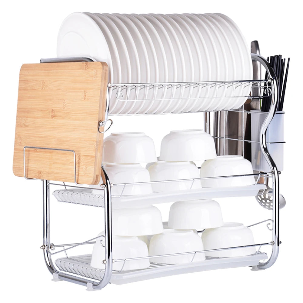 3-Tier Dish Rack Multi-Functional Supplies Storage Rack Large