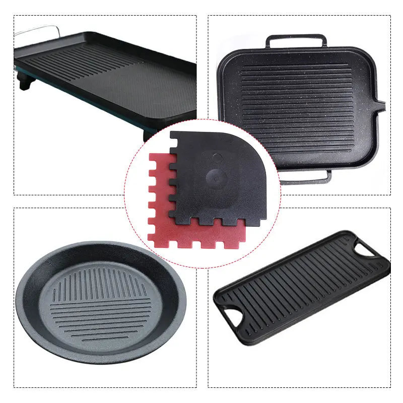 3pcs Grill Pan Scraper Frying Pan Stripe Cast